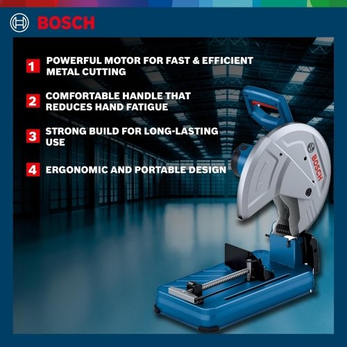 BOSCH GCO 220 Professional Electric Chop Saw | Powerful Cut Off Saw Machine | C-Handle | Rated Power of 2200 W| Speed upto 3800 RPM |Long Lifespan |Disc Diameter 355 mm (14 Inch) - Image 4